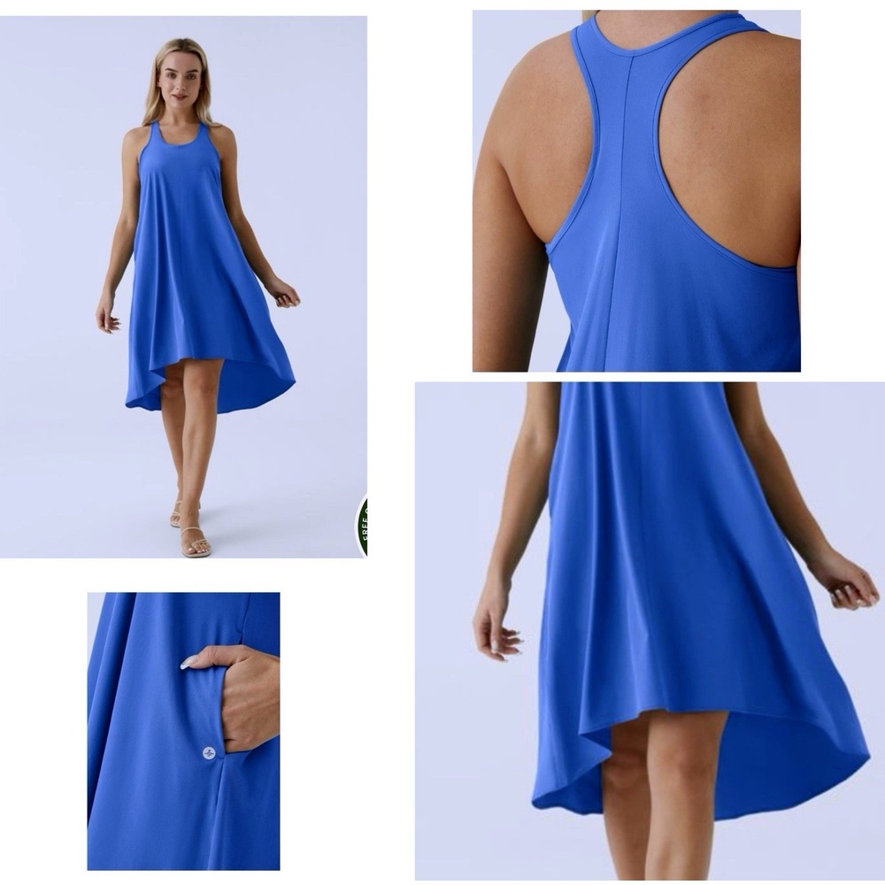 Halara NEW - Breezeful Backless Racerback Size Medium High Low Flowy Midi Dress